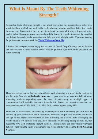 What Is Meant By The Teeth Whitening Strength?