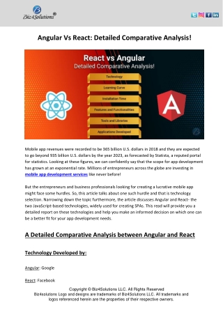 Angular Vs React: Detailed Comparative Analysis!