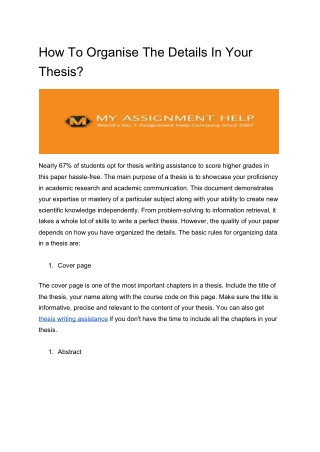 How To Organise The Details In Your Thesis?
