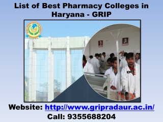 List of Best Pharmacy Colleges in Haryana - GRIP