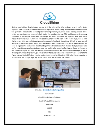 Oracle Fusion Training Online | CloudShine