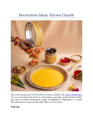 Decoration Ideas: Karwa Chauth