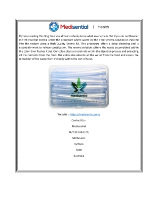 Buy Best Enema Bag Kit Online | Medisential.com
