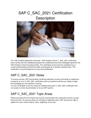 SAP C_SAC_2021 Certification Description