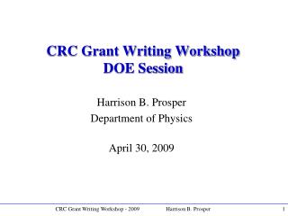 CRC Grant Writing Workshop DOE Session