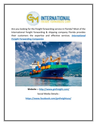 International Freight Forwarding & Shipping Companies in Florida