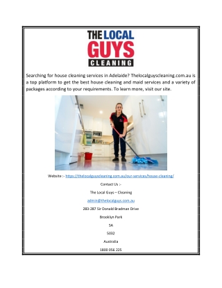 House Cleaning Services Adelaide | Thelocalguyscleaning.com.au