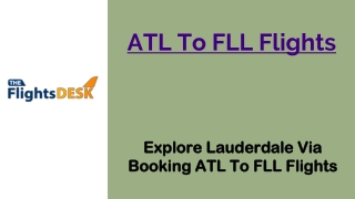 ATL To FLL Flights