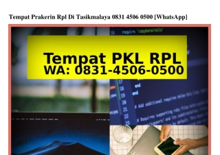 Tempat Prakerin Rpl Di Tasikmalaya 083145060500[WA]