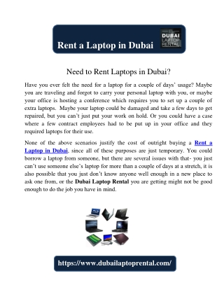 Need to Rent Laptops in Dubai?