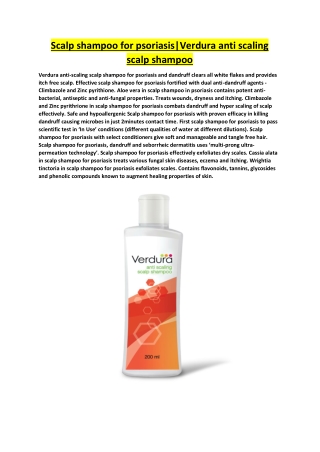 Scalp shampoo for psoriasis|Verdura anti scaling scalp shampoo