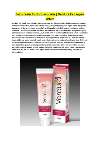 Best cream for Psoriasis skin | Verdura Cell repair cream