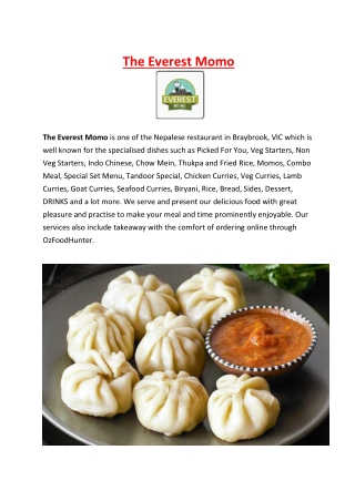 5% off - The Everest Momo Menu Braybrook Takeaway, VIC