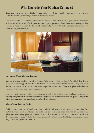 Why Upgrade Your Kitchen Cabinets?