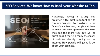 SEO Services We know How to Rank your Website to Top