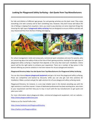 Looking for Playground Safety Surfacing – Get Quote from Top Manufacturers