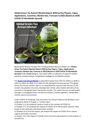 Global Green Tea Extract Market Research Report 2020-2026