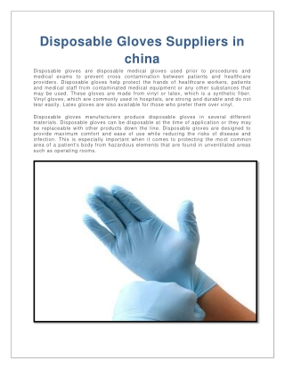 Disposable Gloves Suppliers in china