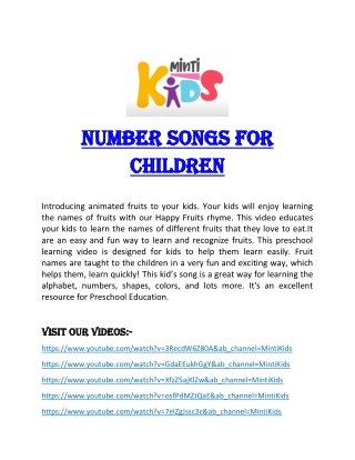 Number Songs for Children