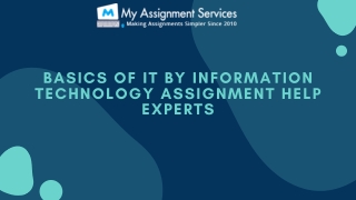 Get affordable information technology assignment help by experts of My Assignment Services.