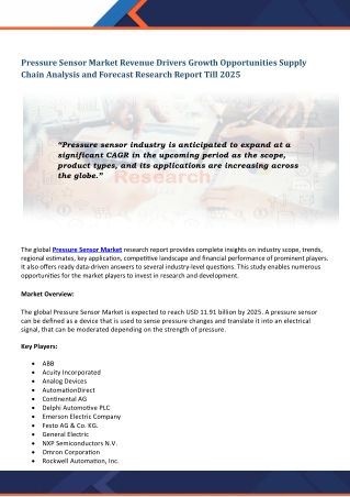 Pressure Sensor Market