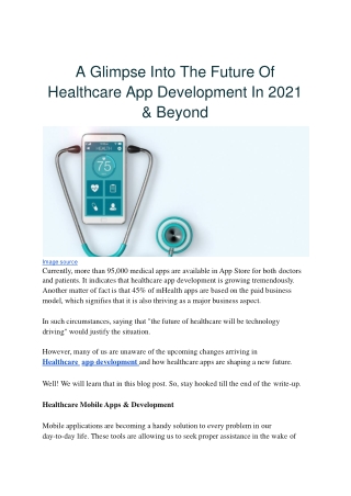 A Glimpse Into The Future Of Healthcare App Development In 2021 & Beyond