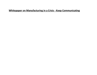 Whitepaper on Manufacturing in a Crisis - Keep Communicating