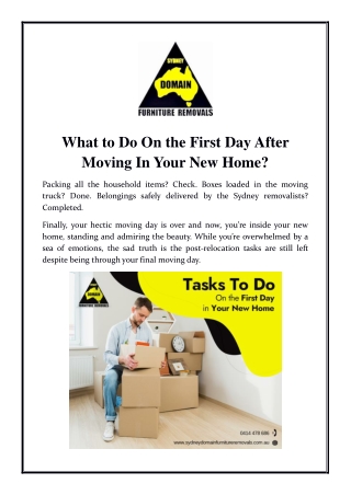 What to Do On the First Day After Moving In Your New Home?