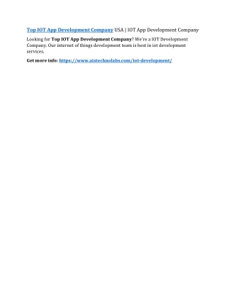 Top IOT App Development Company USA | IOT App Development Company