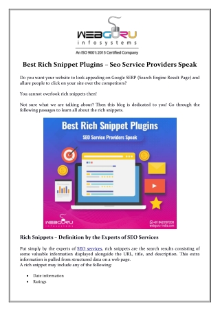 Best Rich Snippet Plugins – SEO Service Providers Speak