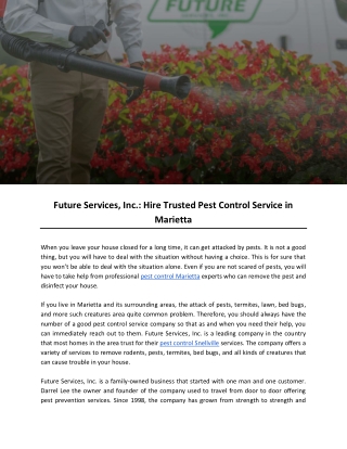 Future Services, Inc- Hire Trusted Pest Control Service in Marietta