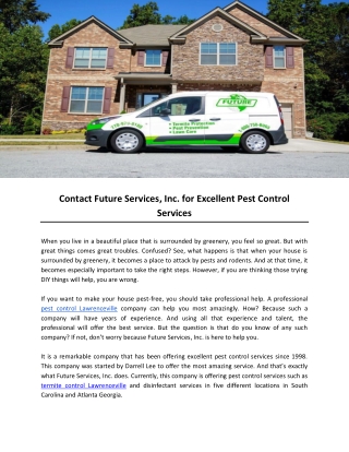 Contact Future Services, Inc. for Excellent Pest Control Services