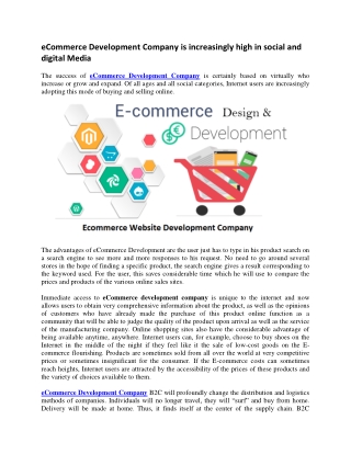 eCommerce Development Company is increasingly high in social and digital Media