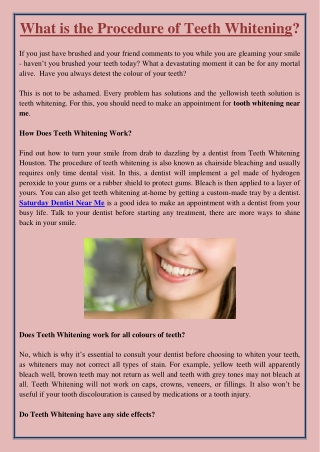 What is the Procedure of Teeth Whitening?