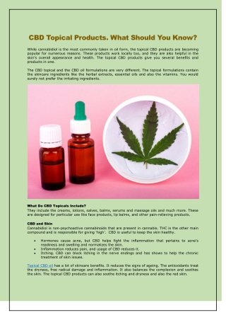 CBD Topical Products. What Should You Know?