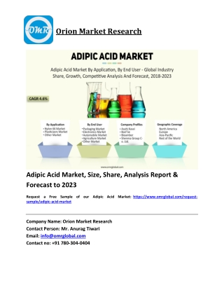 Adipic Acid Market Trends, Size, Competitive Analysis and Forecast 2018-2023