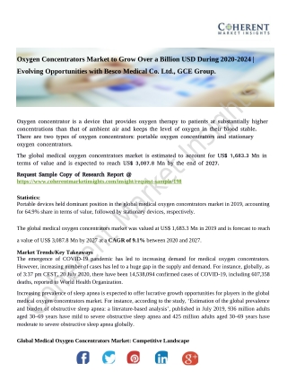 Oxygen Concentrators Market to Grow Over a Billion USD During 2020-2024 | Evolving Opportunities with Besco Medical Co.