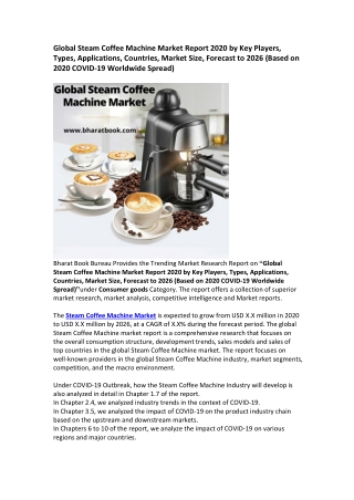 Global Steam Coffee Machine Market Research Report 2020-2026