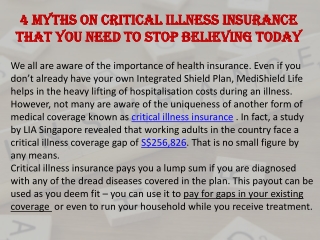 4 Myths On Critical Illness Insurance That You Need To Stop Believing Today