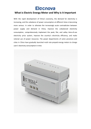 What is Electric Energy Meter and Why is it Important