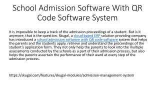 School Admission Software With QR Code Software System