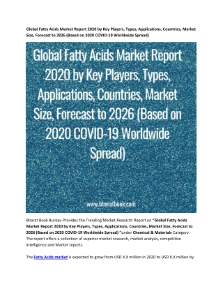 Global Fatty Acids Market Report 2020