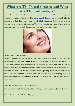 What Are The Dental Crowns And What Are Their Advantages?