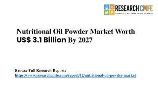 Nutritional Oil Powder Market Size USD 3.1 billion by 2026