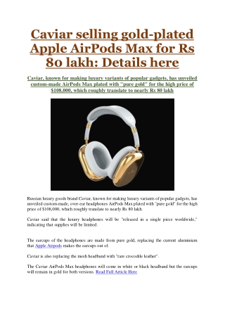 Caviar selling gold-plated Apple AirPods Max for Rs 80 lakh: Details here