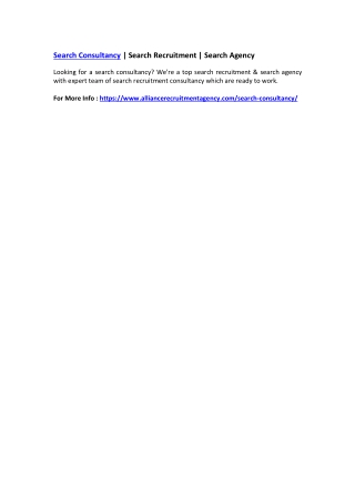 Search Consultancy | Search Recruitment | Search Agency
