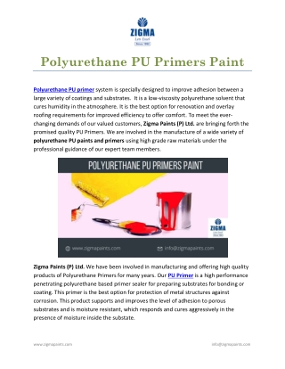 Polyurethane PU Primers Paint