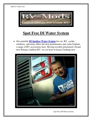 Spot Free DI Water System