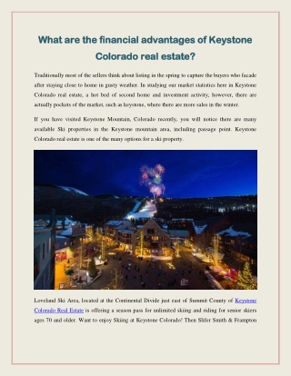 Affordable Keystone resort real estate