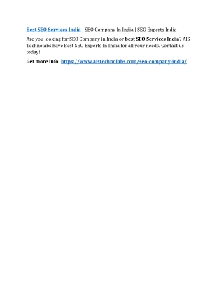 Best SEO Services India | SEO Company In India | SEO Experts India